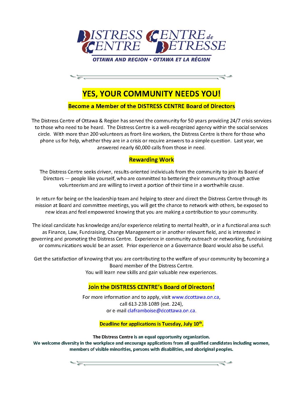 2020 Distress Centre Board Recruiting Ad 2020 Distress Centre Board Recruiting Ad
