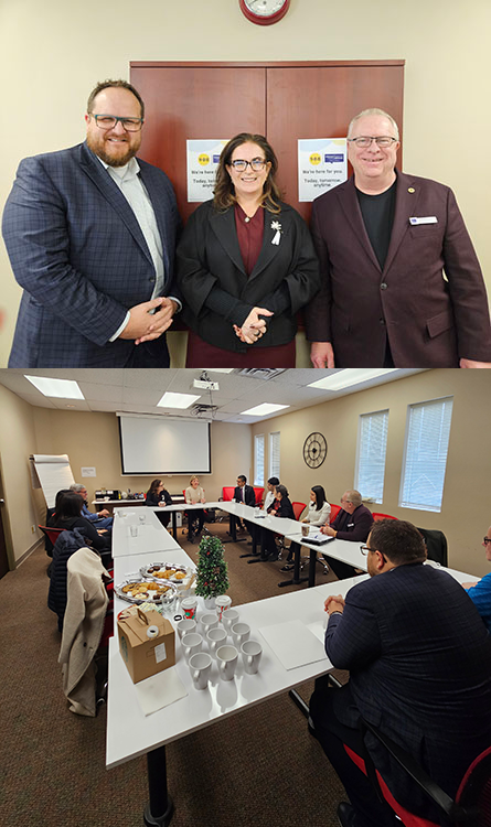 Key Initiatives Page.Minister Saks Minister Saks visits the centre. Top picture of Distress Centre President, Matt Triemstra, Minister Ya’ara Saks, and Charles Laframboise, Executive Director of the Distress Centre of Ottawa.