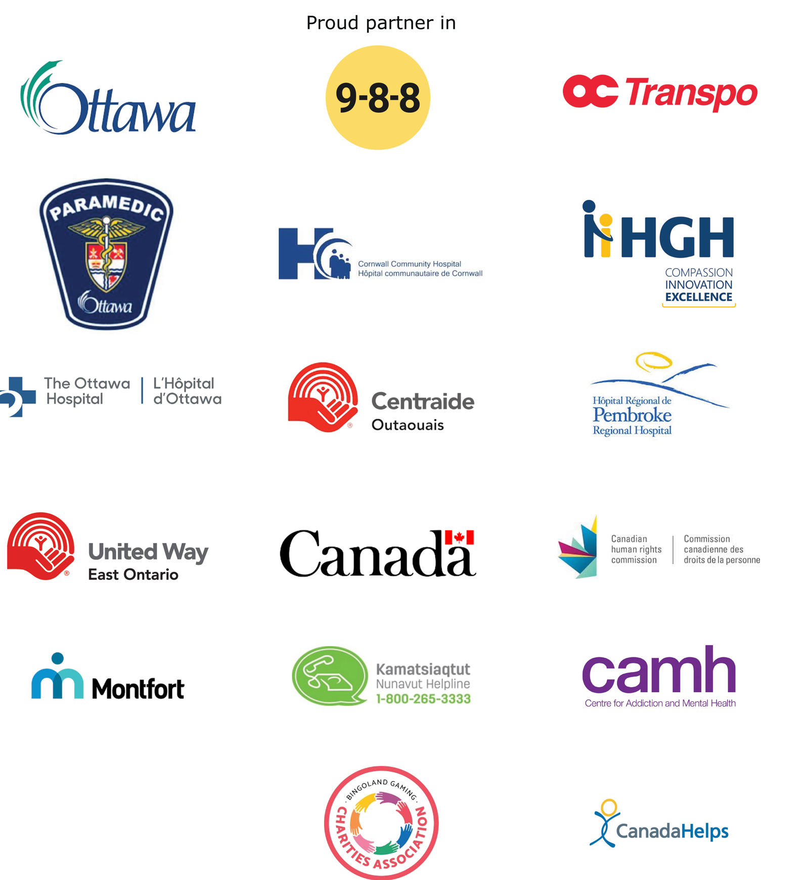 There are the companies and organizations that support the Distress Centre of Ottawa and Region