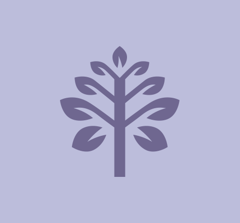 a graphic of a dark purple tree on a light purple background.